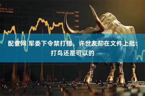 配查网 军委下令禁打猎，许世友却在文件上批：打鸟还是可以的